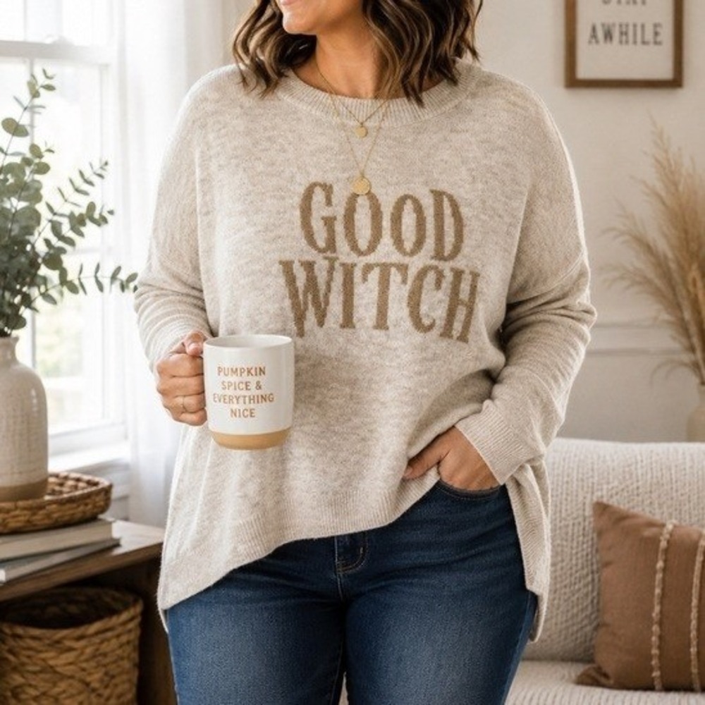 New! Vince Camuto Good Witch Sweater L Cozy Oat Wizard of Oz Autumnal Halloween